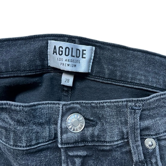 AGOLDE Sophie High Rise Distressed Skinny In Dark Gray Silence Wash Size 28 - Picture 9 of 13